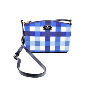 Kate Spade Millie Crossbody Bag Blue & White Gingham Checkered Pattern